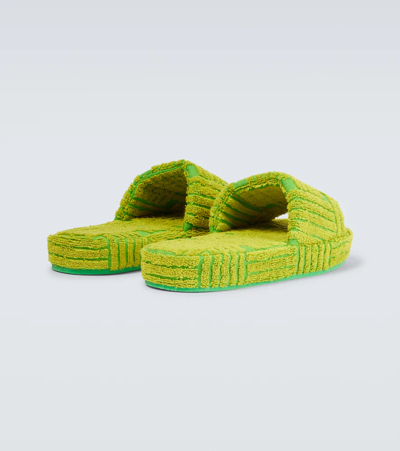 Shop Bottega Veneta Resort Geometric Slides In Parakeet/kiwi