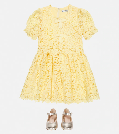 Shop Self-portrait Guipure Lace Dress In Pastel Yellow