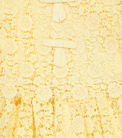 Shop Self-portrait Guipure Lace Dress In Pastel Yellow