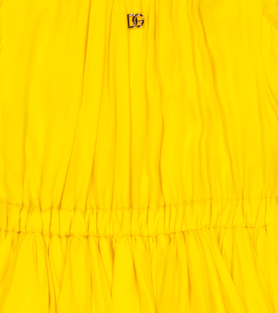 Shop Dolce & Gabbana Ruffled Silk Tulle Dress In Giallo Limone