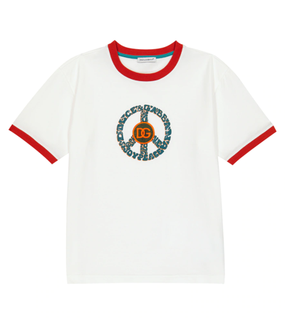 Shop Dolce & Gabbana Logo Cotton T-shirt In Bianco