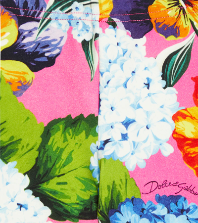 Shop Dolce & Gabbana Baby Floral Cotton-blend Leggings In Ortensie/violette Fd
