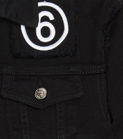 Shop Mm6 Maison Margiela Logo Embroidered Denim Jacket In Black