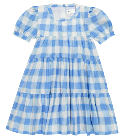 Shop Morley Peggy Checked Cotton Dress In Bleu