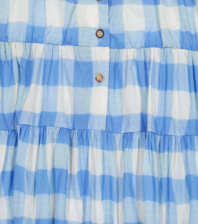 Shop Morley Peggy Checked Cotton Dress In Bleu