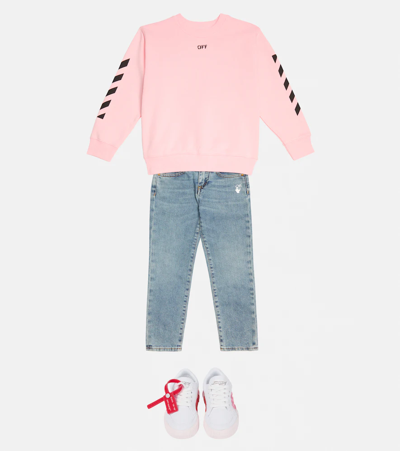 Shop Off-white Printed Cotton Sweatshirt In Pink Black