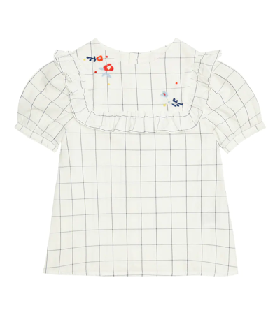 Shop Bonpoint Cotton Embroidered Top In Blanc Lait