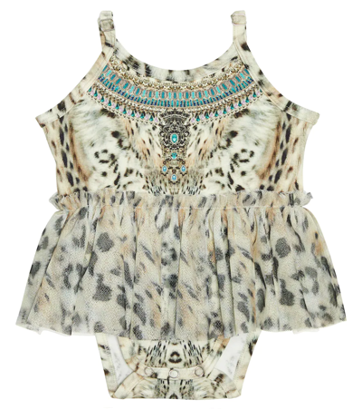 Shop Camilla Baby Printed Cotton-blend Bodysuit In Snowwisper