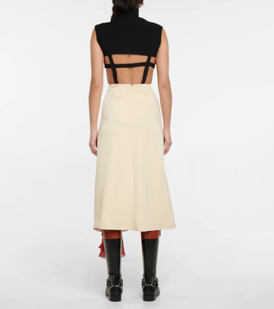 Shop Gucci High-rise Silk-blend Midi Skirt In Gardenia/mix