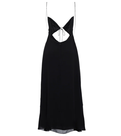 Shop Saint Laurent Bikini Top Cut-out Jersey Midi Dress In Noir