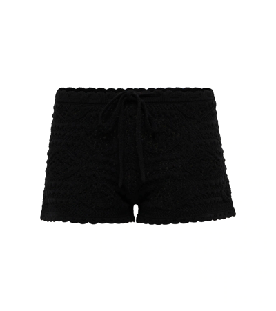 Shop Saint Laurent Crochet Wool Shorts In Noir
