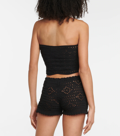 Shop Saint Laurent Crochet Wool Shorts In Noir