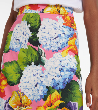 Shop Dolce & Gabbana Floral Cady Midi Skirt In Ortensie/violette Fd
