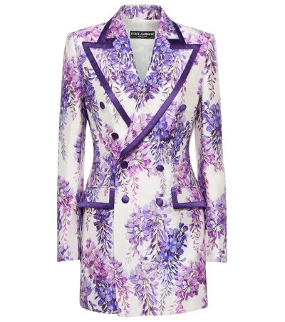 Dolce & Gabbana Turlington Floral Silk-blend Blazer In Purple | ModeSens