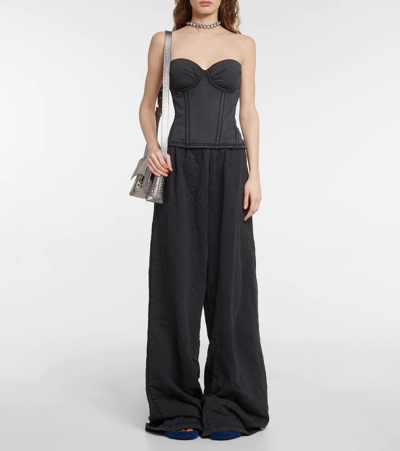 Shop Balenciaga Evening Cotton Bustier Top In Black