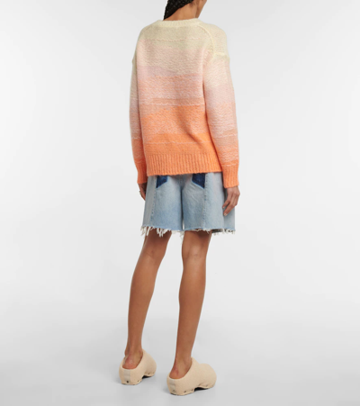 Shop Acne Studios Degradé Knit Sweater In Peach/multi