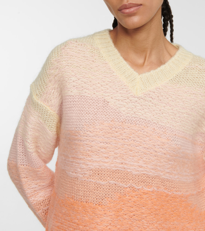 Shop Acne Studios Degradé Knit Sweater In Peach/multi