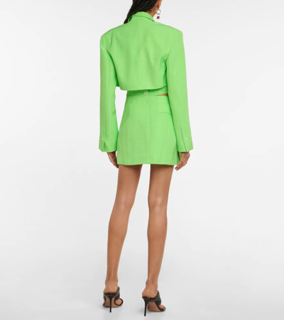 Shop Jacquemus La Robe Bari Cutout Blazer Minidress In Green