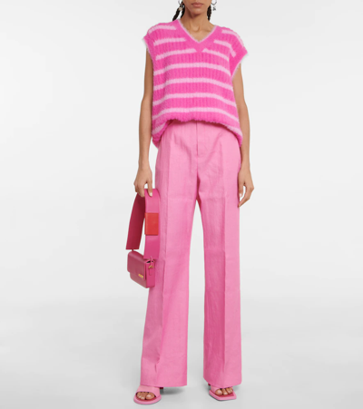 Shop Jacquemus Le Pantalon Sauge High-rise Pants In Pink