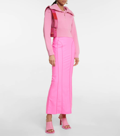 Shop Jacquemus La Jupe Tuba High-rise Maxi Skirt In Pink