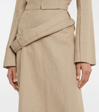 Shop Jacquemus La Jupe Vela Linen Pencil Skirt In Beige