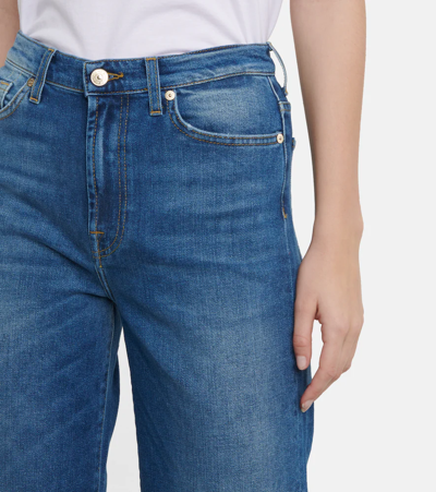 Shop 7 For All Mankind Jo High-rise Flared Cropped Jeans In Raindrop