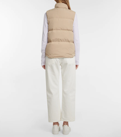 Tory Sport Tory Burch Colorblock Down Vest In Khaki Sand