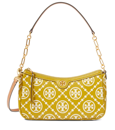 Tory Burch Embossed T Monogram Leather Shoulder Bag In Island Palm/ New ...