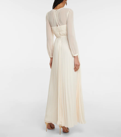 SELF-PORTRAIT PLEATED CHIFFON MAXI DRESS 