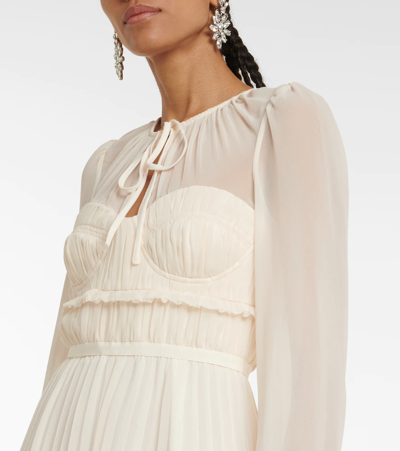 self portrait ivory chiffon maxi dress self-portrait - Cream And Gold Chiffon Maxi Dress