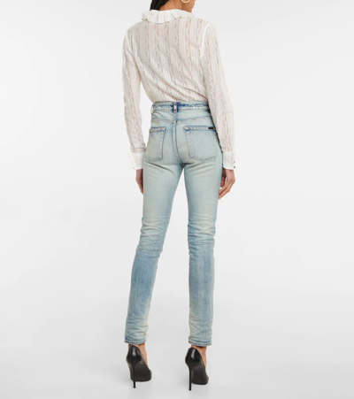 Shop Saint Laurent High-rise Skinny Jeans In Bright Blue