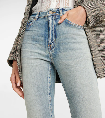 Shop Saint Laurent High-rise Skinny Jeans In Bright Blue