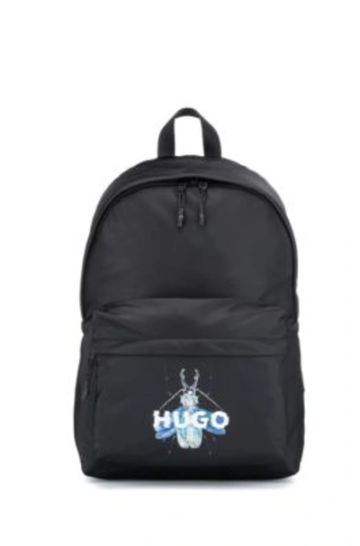 Shop Hugo Recycled-material Backpack With Cyber-bug Logo In Black