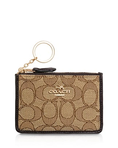 Coach Boxed Mini Skinny Id Case In Signature Jacquard In Saddle/brown/light Gold