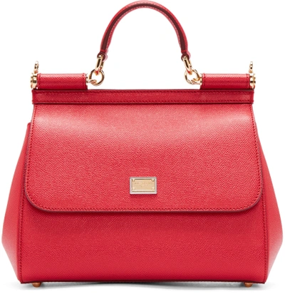 Dolce & Gabbana Medium Sicily Handbag In Dauphine Leather In Fuchsia
