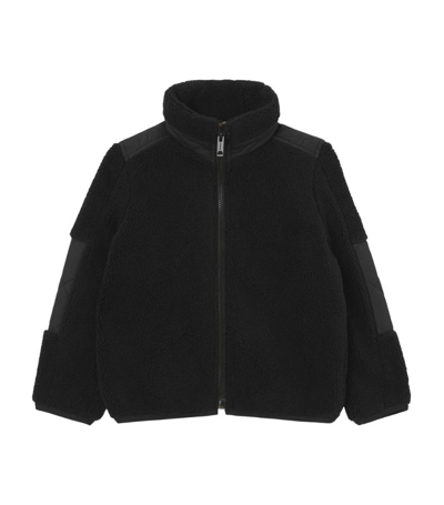 Shop Burberry Kids Monogram Quilted Fleece Jacket (3-14 Years) In Black