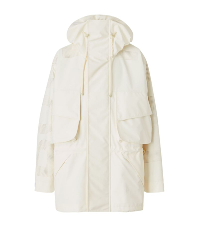 Shop Burberry Oversized Parka In White