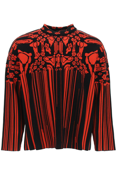 Shop A Better Mistake Touch Me Intarsia Sweater In Flower Jaquard Red (black)