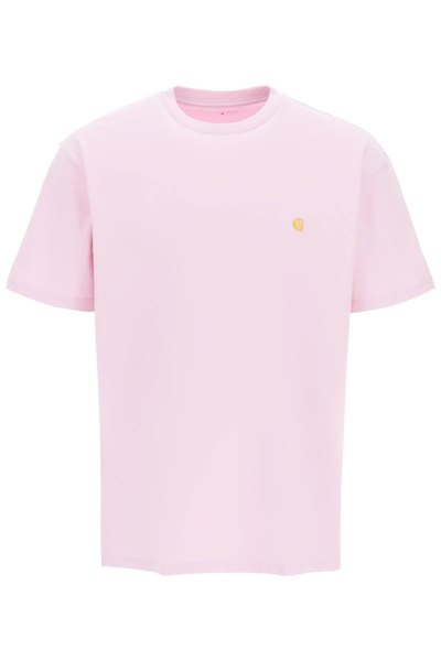 Shop Carhartt Chase T-shirt In Pale Quartz Gold (pink)