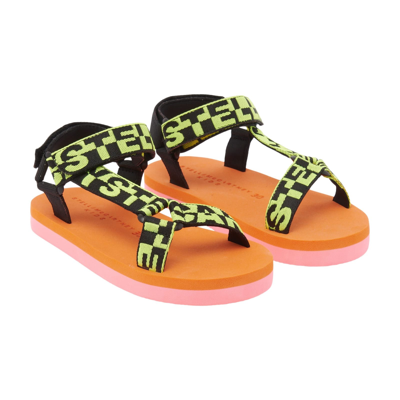 Shop Stella Mccartney Logo Sandals In Coral