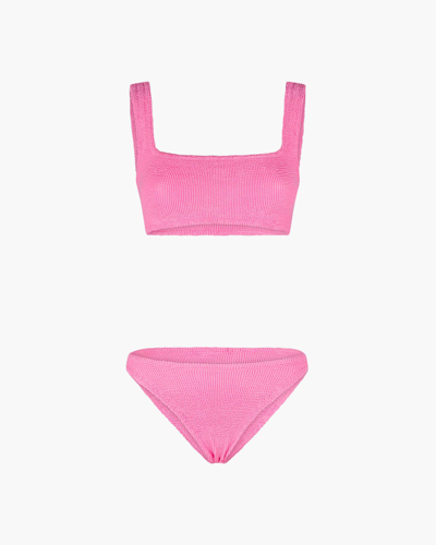 Shop Hunza G Crinkle Xandra Bikini Set In Bubblegum