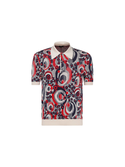 Shop Prada Polo Shirt In Navy+rosso