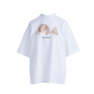 Shop Palm Angels Bear Cotton T-shirt In White-brown