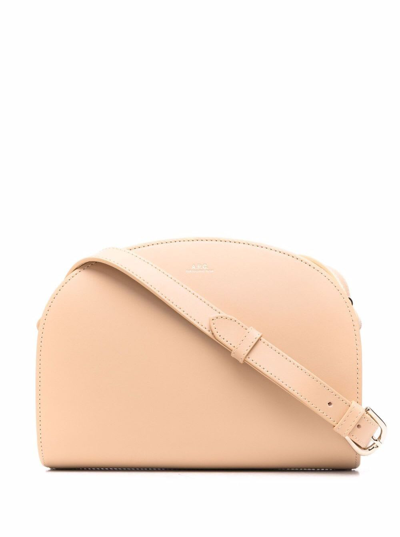 Shop Apc A.p.c Woman Demi-lune In Leather Shoulder Bag In Beige