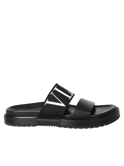 Valentino Garavani 2-strap Vltn Logo Slide Sandals In Black | ModeSens