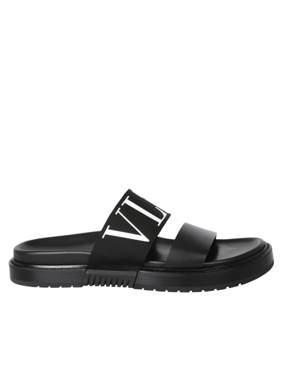 Shop Valentino Vltn Logo Slides In Black