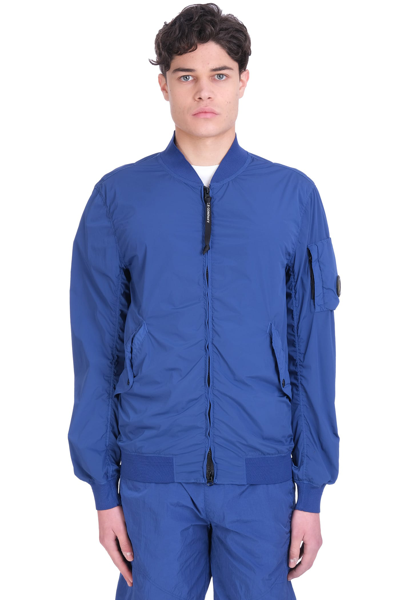 Shop C.p. Company Bomber In Blue Polyamide