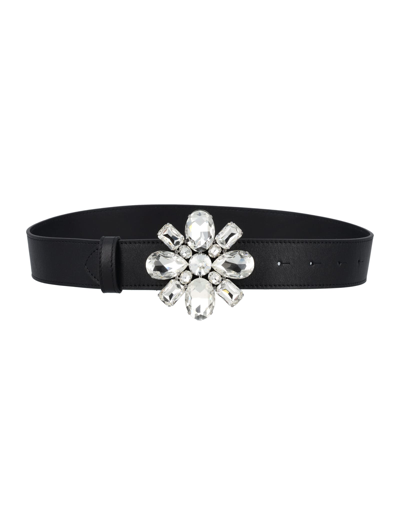 Shop Alessandra Rich Flower Buckle Belt In Black