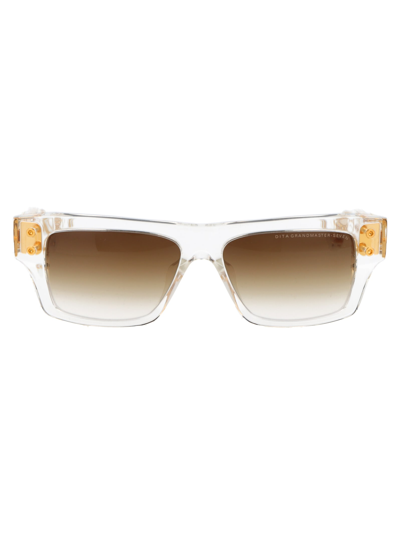 Shop Dita Grandmaster Sunglasses In 02 Crystal Clear Yellow Gld W/ Dark Brown To Clear Gradient