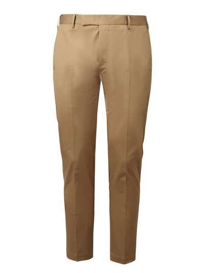 Shop Pt01 Tailored Stretch-cotton Trousers In Brown